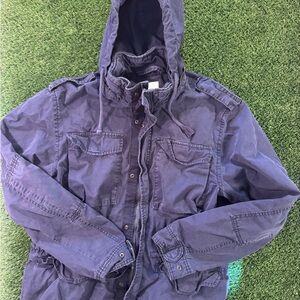 H&M Purple Hooded Utility Jacket